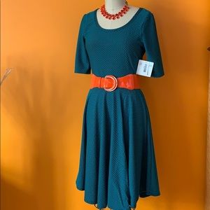 NWT Lularoe Teal & black rare waffle weave dress L